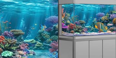 iTapnoom Ocean Reef Aquarium Backdrop: 36x18" Polyester Fabric
