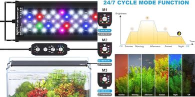 Smart LED Aquarium Light: 7 Colors, Adjustable, Timer, 18-24" Tanks
