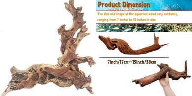 Natural Aquarium Driftwood (7-15"): Decor for Fish, Reptiles & Terrariums
