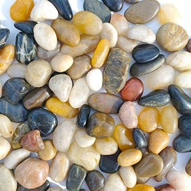 Polished River Rock Aquarium Gravel: Mixed Colors, Small Pebbles
