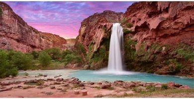 AWERT Sunset Mountain Waterfall Reptile Habitat Background (Polyester)