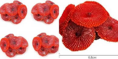 Red Plastic Coral Aquarium Decor (4-piece set)
