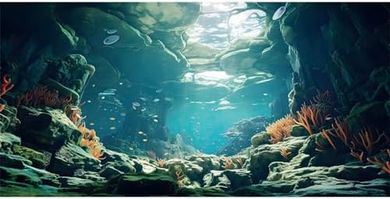 Ocean Reef Aquarium Background: 24x16" Polyester
