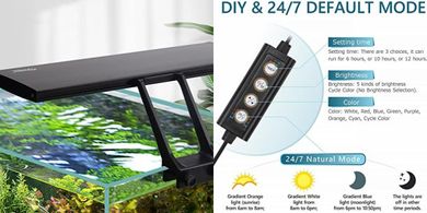 Hygger 24/7 Aquarium LED: Sunrise-Moonlight, DIY, Timer, 7 Colors
