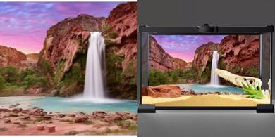 Sunset Mountain Waterfall Reptile Habitat Background (Polyester)