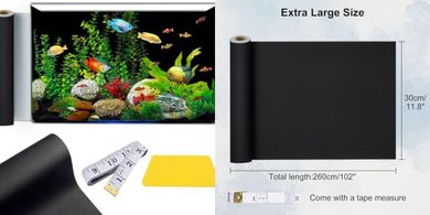Black Vinyl Aquarium Background: Strong, Removable, Color-Enhancing
