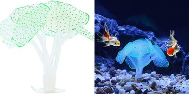 Glowing Silicone Coral Aquarium Decor (Green)
