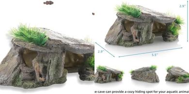 Rock Cave Aquarium Decor: Resin Fish Hideaway (5.5x2.9x2.9")
