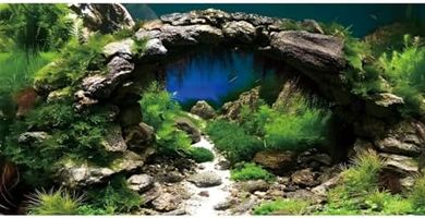 AWERT 48x18" Arch Stone Aquarium Background: River & Lake Vinyl
