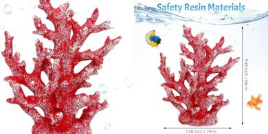 Red Resin Coral Reef Aquarium Decor
