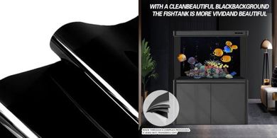 Black Aquarium Background: Easy, Glue-Free Installation, 15.7x39"