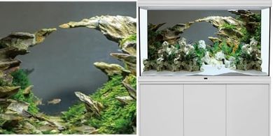 AWERT 48x18" Vinyl Aquarium Background: Riverbed & Lake Scene
