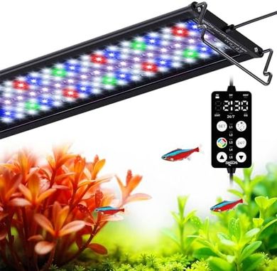 SEAOURA 7-Row LED Aquarium Light: Programmable, Dimmable, Full Spectrum, 18-24in
