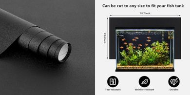 Reusable Black Aquarium Wallpaper: Matte, Electrostatic, No Glue (23.6" x 78.7")