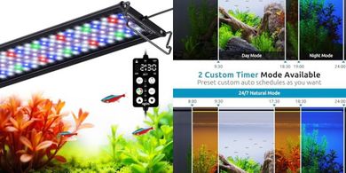 SEAOURA 7-Row LED Aquarium Light: 24/7 Programmable, 8 Colors, Dimmable
