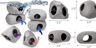 Betta Fish Cave Hideaway: Aquarium Rock Decor for Breeding
