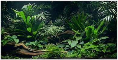 Tropical Fish Tank Background with Riverbed & Branches (36x18", 6 tapes)
