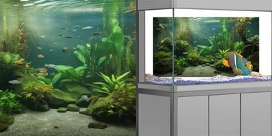 iTapnoom Aquarium Background: Green Seaweed Polyester Fabric Backdrop (48x24")
