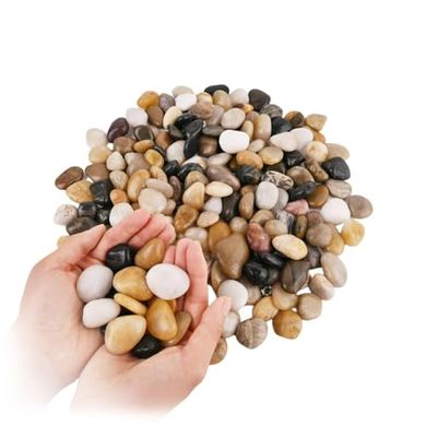 Polished River Rocks: Decorative Pebbles for Plants & Aquariums (1 lb)
