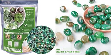 Halatool Green Landscaping Pebbles (0.35"-0.6"): Aquarium & Plant Decor
