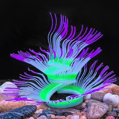 Glowing Purple Anemone Coral Aquarium Decor
