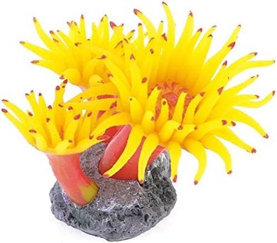 Yellow Silicone Coral Anemone Aquarium Decor
