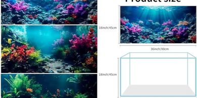 3-Pack Aquarium Backgrounds: Coral Reef Scene (36x18")
