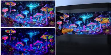 Blacklight Reactive Aquarium Background: Starry Sky Jellyfish Design with Tape
