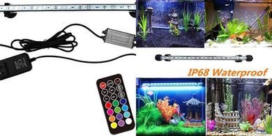 Submersible 15" LED Aquarium Light: 21 LEDs, 12 Colors, 19 Modes
