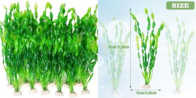 Ameliade Aquarium Plants: 12 Tall Plastic Seaweed Decor
