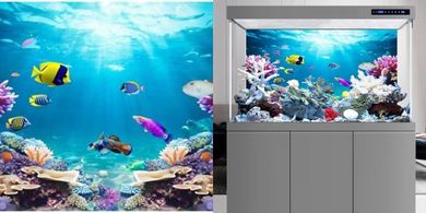 AWERT 30x12" Underwater World Aquarium Background: Colorful Coral & Fish
