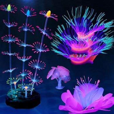 Glowing Silicone Aquarium Plants & Coral Decorations (4-Pack)
