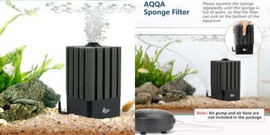 Quiet Aquarium Sponge Filter for Fry & Small Fish Tanks (5-20 gallons)
