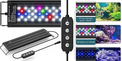 Adjustable LED Aquarium Light: Full Spectrum, Timer, 12-18", Extendable
