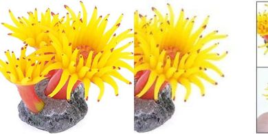 Yellow Silicone Coral Anemone Aquarium Decor
