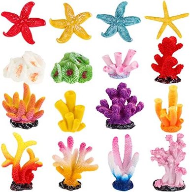 Premium Artificial Coral Reef Aquarium Decor (16-piece set)