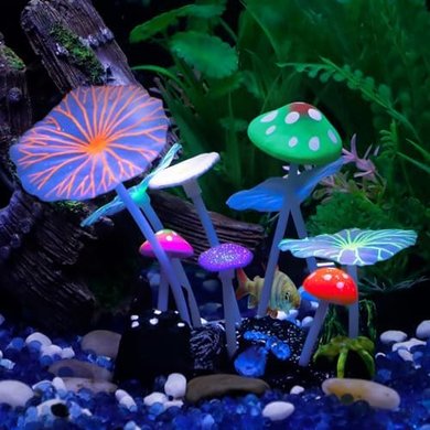 Glowing Silicone Coral & Lotus Aquarium Ornament
