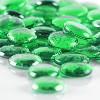 Large Green Glass Gemstone Vase Fillers (1 lb, ~30 pcs)
