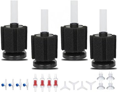 ALEGI 4-Pack Large Aquarium Sponge Filters with Check Valves (10-20 Gallon)