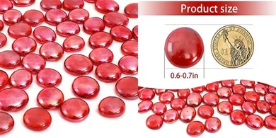 Red Glass Flat Marbles for Vase, Garden, & Aquarium Decor