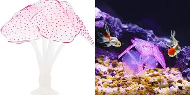 Glowing Pink Silicone Coral Aquarium Decor
