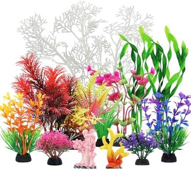 12-Piece Artificial Aquarium Plant & Coral Decorations