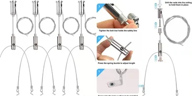Adjustable Steel Hanging Light Suspension Kit (8pcs, 11lb load)
