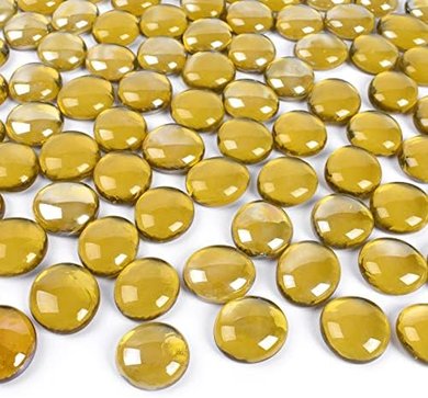 HUIANER Yellow Flat Glass Marbles for Vase, Garden, & Aquarium Decor