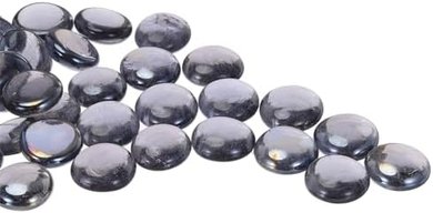 Gray Glass Beads: 36 Flat Gems for Vase, Aquarium, Crafts